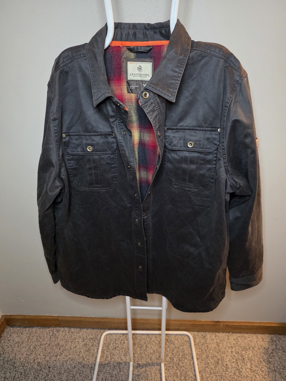 Legendary Whitetails Men's Greyish Brown Shirt Jacket with Plaid Lining